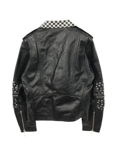 Pre-owned Celine 2010s Block-check Studded Jacket In Black