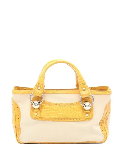Pre-owned Celine 2010s Boogie Croc-embossed Bag Handbag In Neutral