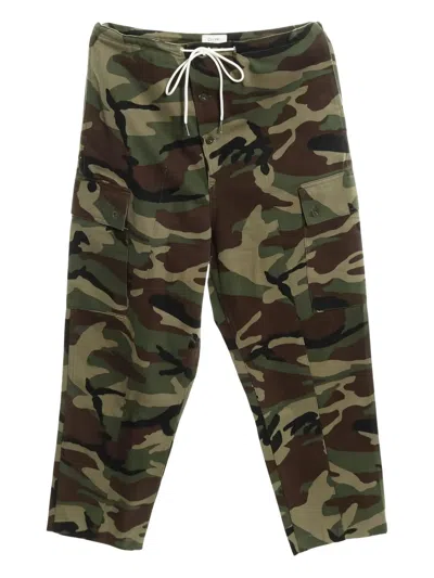 Pre-owned Celine 2010s Camouflage-effect Cotton Cargo Pants In Green