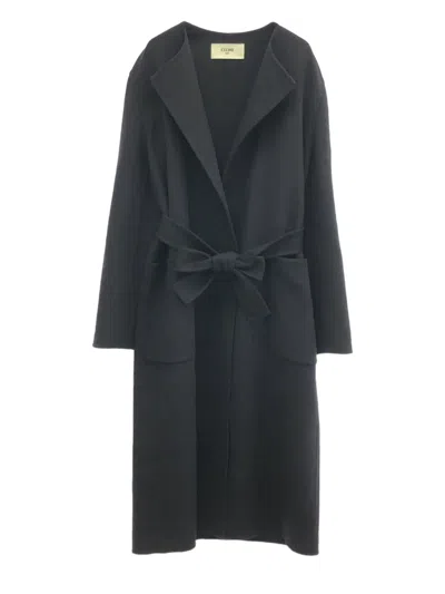 Pre-owned Celine 2010s Cashmere Belted Coat In Blue
