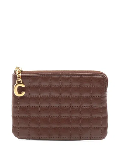 Celine 2010s C-charm Quilted Coin Purse In Brown