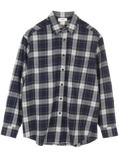 Pre-owned Celine 2010s Checked Flannel Shirt In Blue