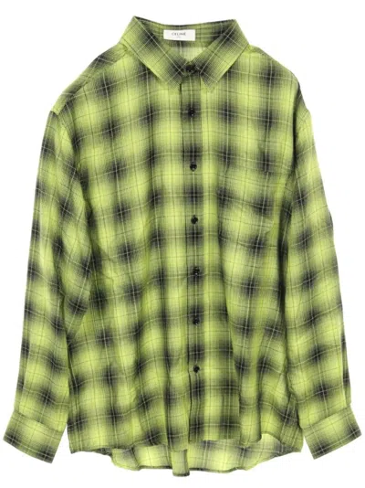 Pre-owned Celine 2010s Checked Shirt In Green