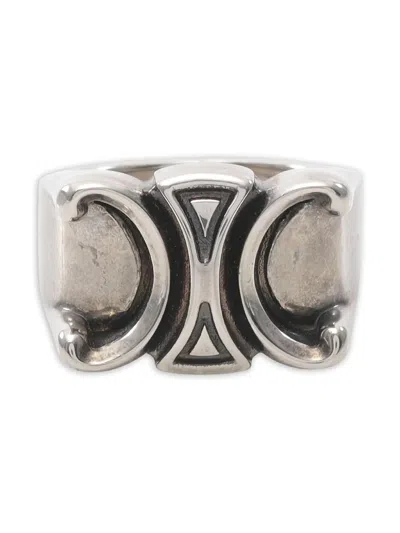Pre-owned Celine 2010s Chunky Triomphe Ring In Silver