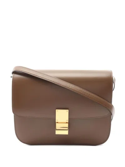 Pre-owned Celine 2010s Classic Box Leather Medium Shoulder Bag In Brown