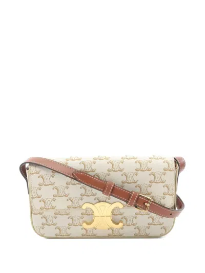 Pre-owned Celine 2010s Claude Triomphe Shoulder Bag In Neutral