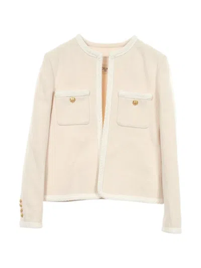 Pre-owned Celine 2010s Collarless Tweed Jacket In Neutrals