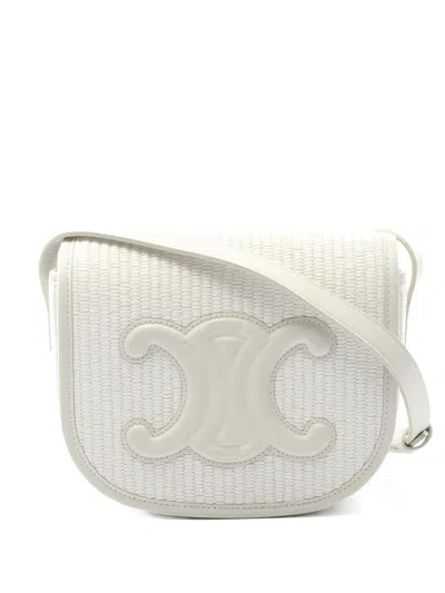 Pre-owned Celine 2010s Folco Cuill Triomphe Shoulder Bag In White
