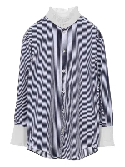 Pre-owned Celine 2010s Frill Stripe Shirt In Blue