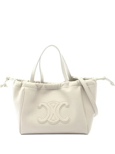 Pre-owned Celine 2010s Hippopotamus Drawstring Leather Tote Bag In Neutral