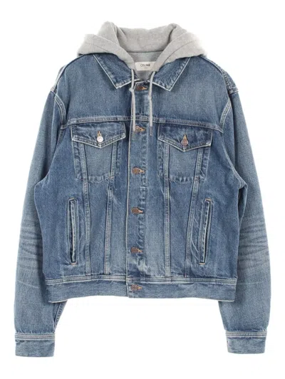 Pre-owned Celine 2010s Hooded Denim Jacket In Blue