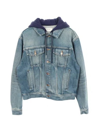 Pre-owned Celine 2010s Hooded Denim Jacket In Blue