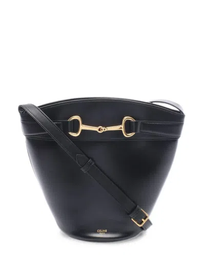 Celine 2010s Horsebit Bucket Bag In Black