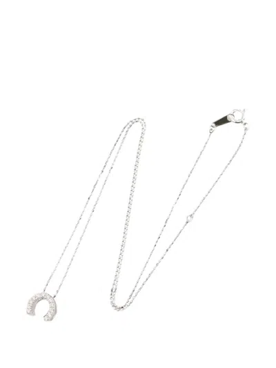 Pre-owned Celine 2010s Horseshoe-pendant Diamond Necklace In Silver