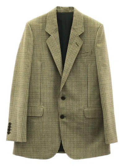 Pre-owned Celine 2010s Houndstooth-pattern Wool Blazer In Neutral