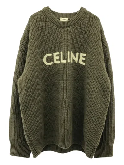 Pre-owned Celine 2010s Knitted Lambskin Sweater In Green