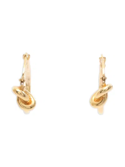 Pre-owned Celine 2010s Knot Hoop Earrings In Gold