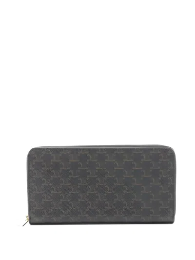 Pre-owned Celine 2010s Large Triomphe Zip Wallet In Black