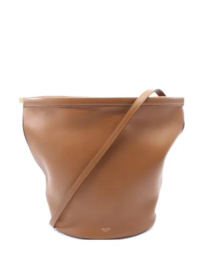 Pre-owned Celine 2010s Leather Bucket Bag In Brown