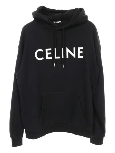 Pre-owned Celine 2010s Logo-print Cotton Hoodie In Black