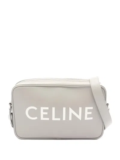 Pre-owned Celine 2010s Logo-print Messenger Bag In Gray