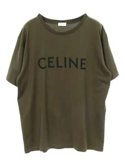 Pre-owned Celine 2010s Logo Print T-shirt In Green