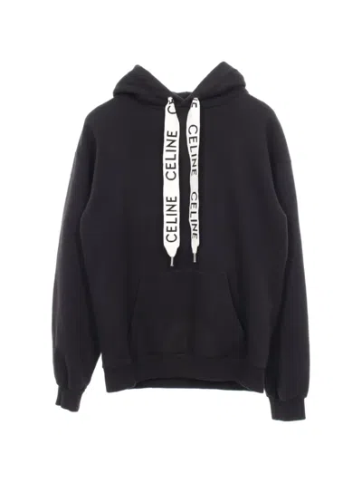 Pre-owned Celine 2010s Logo-print Drawstring Hoodie In Black