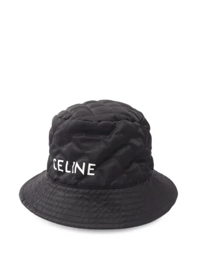 Pre-owned Celine 2010s Logo-print Quilted Bucket Hat In Black