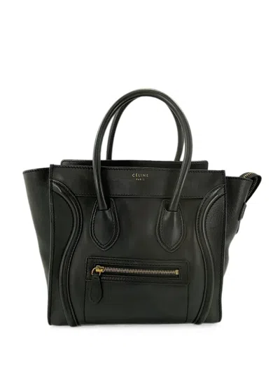 Celine 2010s Luggage Micro Shopper Tote Bag In Black