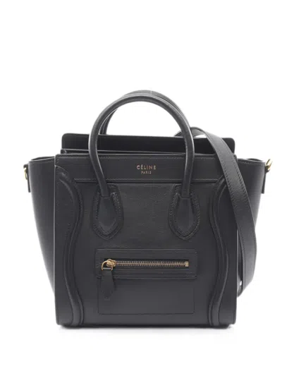 Pre-owned Celine 2010s Luggage Nano Leather Handbag In Black