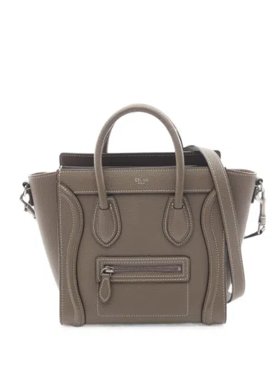 Pre-owned Celine 2010s Luggage Nano Leather Shoulder Bag In Neutral