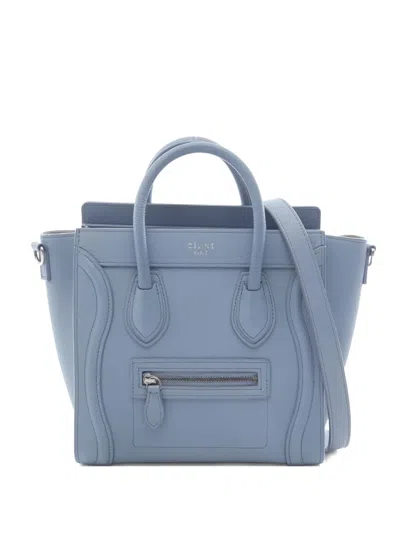 Pre-owned Celine 2010s Luggage Nano Shopper Leather Tote Bag In Blue