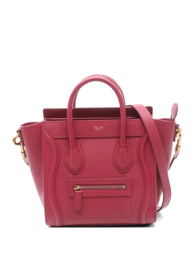 Pre-owned Celine 2010s Luggage Nano Shopper Tote Bag In Red