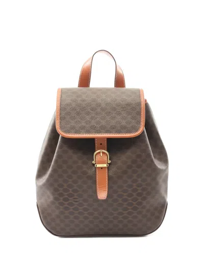 Pre-owned Celine 2010s Macadam Buckled Backpack In Brown