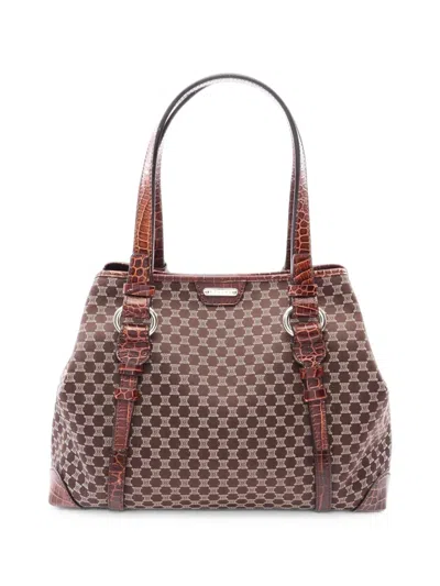 Pre-owned Celine 2010s Macadam Croc-embossed Tote Bag In Brown
