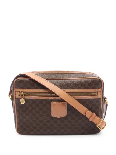Pre-owned Celine 2010s Macadam-pattern Shoulder Bag In Brown
