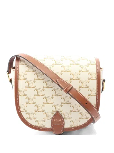 Pre-owned Celine 2010s Medium Folco Cross Body Bag In Neutral