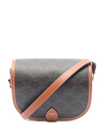 Pre-owned Celine 2010s Medium Triomphe Falco Crossbody Bag In Black