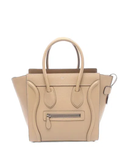 Pre-owned Celine 2010s Micro Luggage Micro Shopper Tote Bag In Neutrals