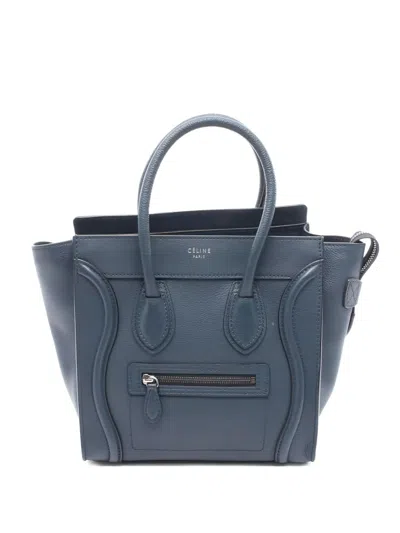 Pre-owned Celine 2010s Micro Luggage Tote Bag In Blue