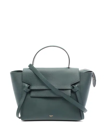 Pre-owned Celine 2010s Mini Belt Bag Leather Tote Bag In Green