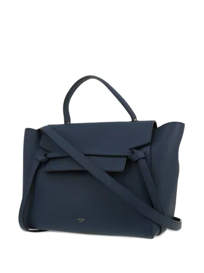 Pre-owned Celine 2010s Mini Belt Leather Tote Bag In Blue