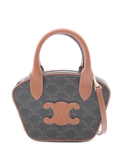 Pre-owned Celine 2010s Mini Bowling Triomphe Handbag In Brown