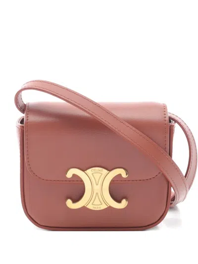 Pre-owned Celine 2010s Mini Claude Triomphe Shoulder Bag In Brown