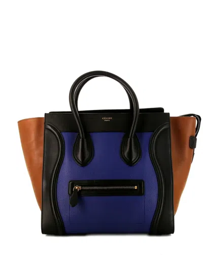 Pre-owned Celine 2010s Mini Luggage Leather Tote Bag In Blue
