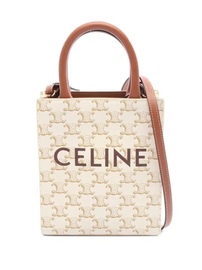 Pre-owned Celine 2010s Mini Vertical Hippopotamus Triomphe Tote Bag In Neutral