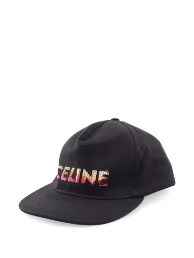 Pre-owned Celine 2010s Sequin-embellished Cap In Black
