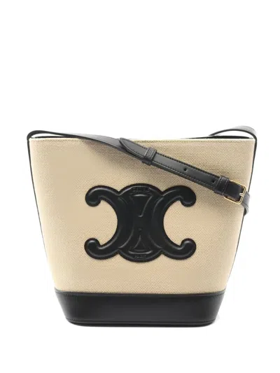 Pre-owned Celine 2010s Small Triomphe Bucket Bag In Neutral