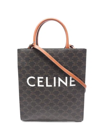 Pre-owned Celine 2010s Small Triomphe Logo Tote Bag In Brown