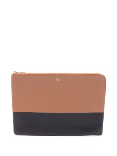 Pre-owned Celine 2010s Solo Bicolor Clutch Bag In Black